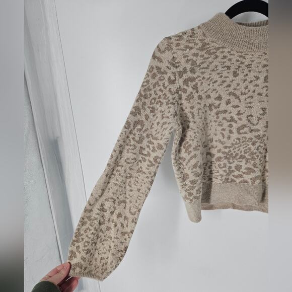 Veronica Beard Oatmeal Leopard Print Tilda Pullover Sweater Size M - Picture 4 of 8